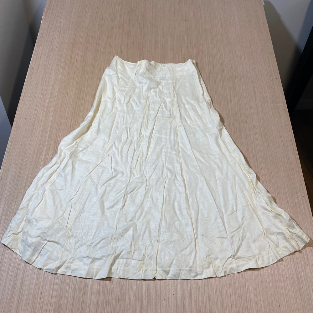 Vintage Rafferty Cream A-Line Midi Skirt Off White High Waisted Size 13 Womens